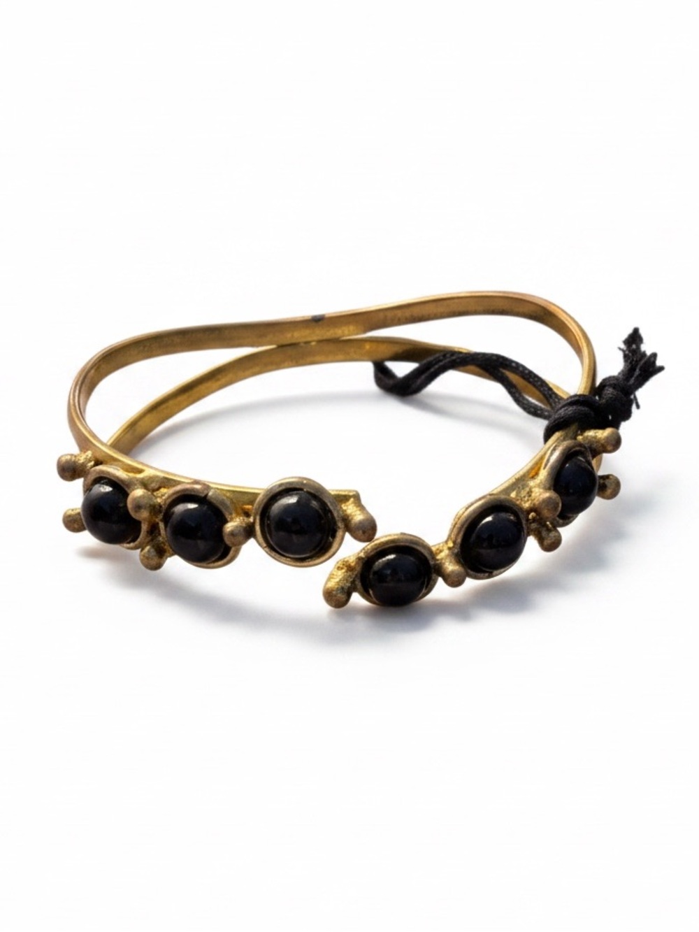 From St Xavier Teri Black Onyx 18K Gold Plated Cuff Bracelet NWT